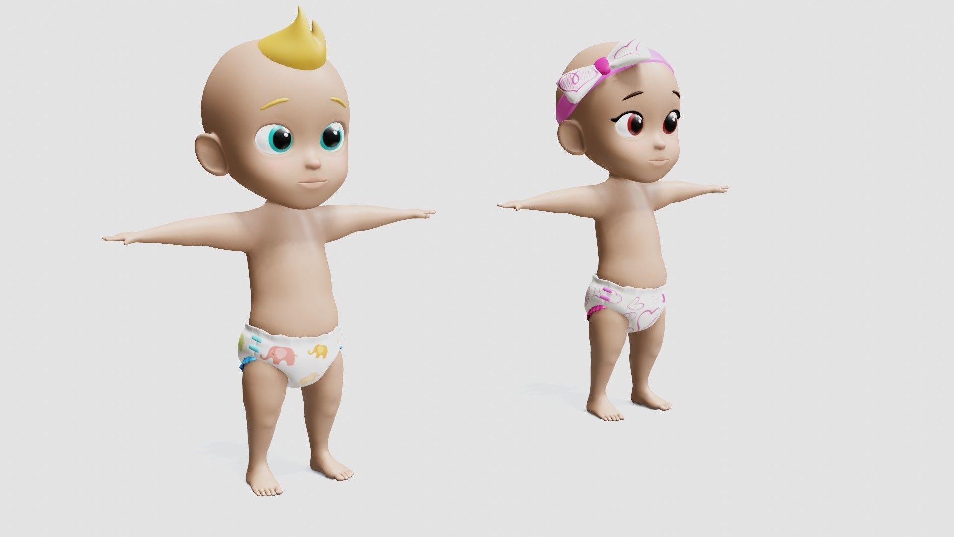 Baby characters Low-poly 3D model_21