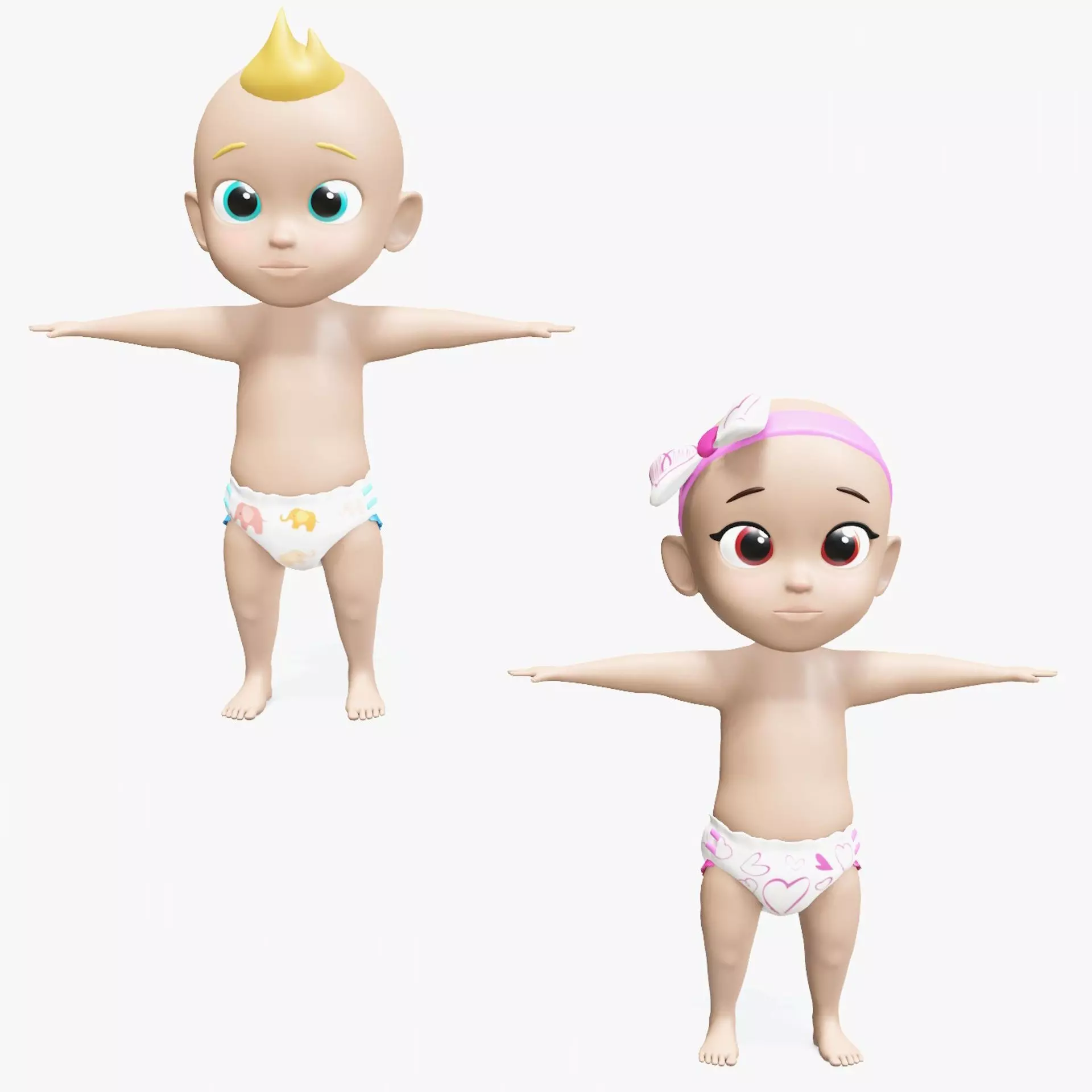 Baby characters Low-poly 3D model_0