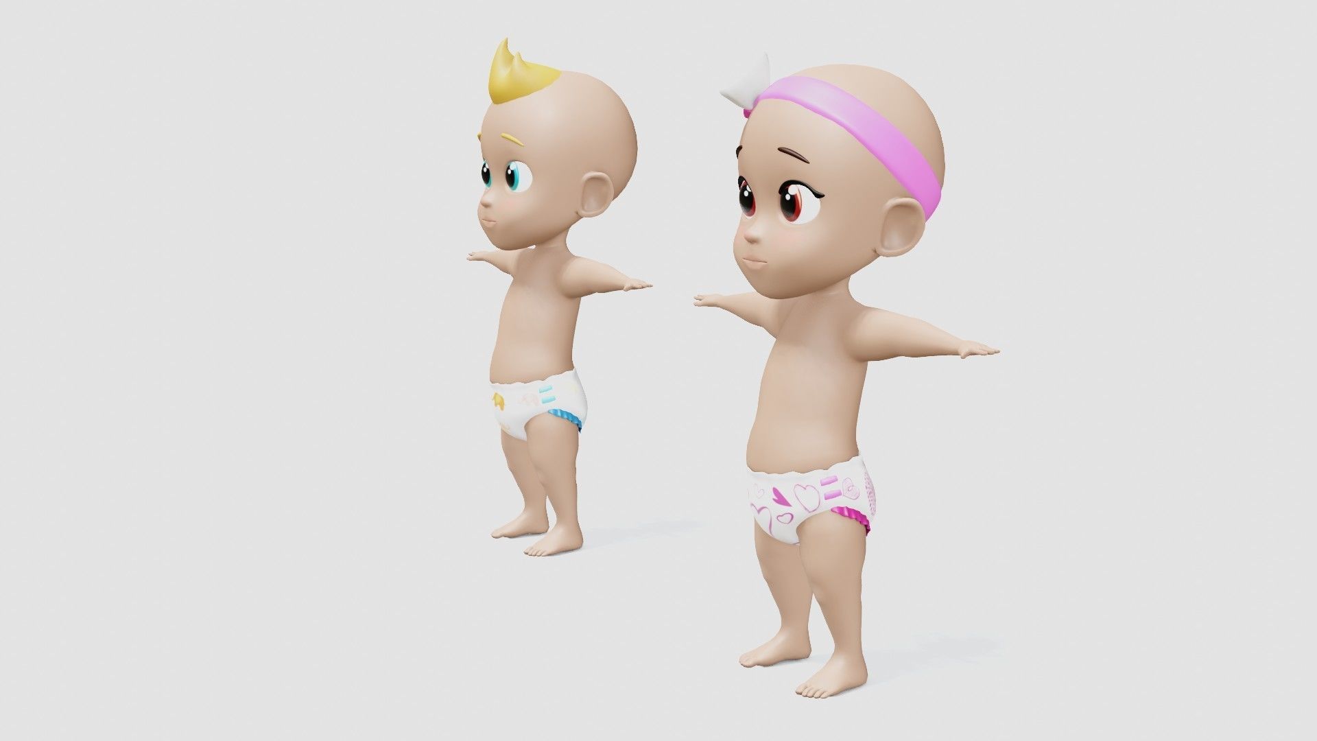Baby characters Low-poly 3D model_23