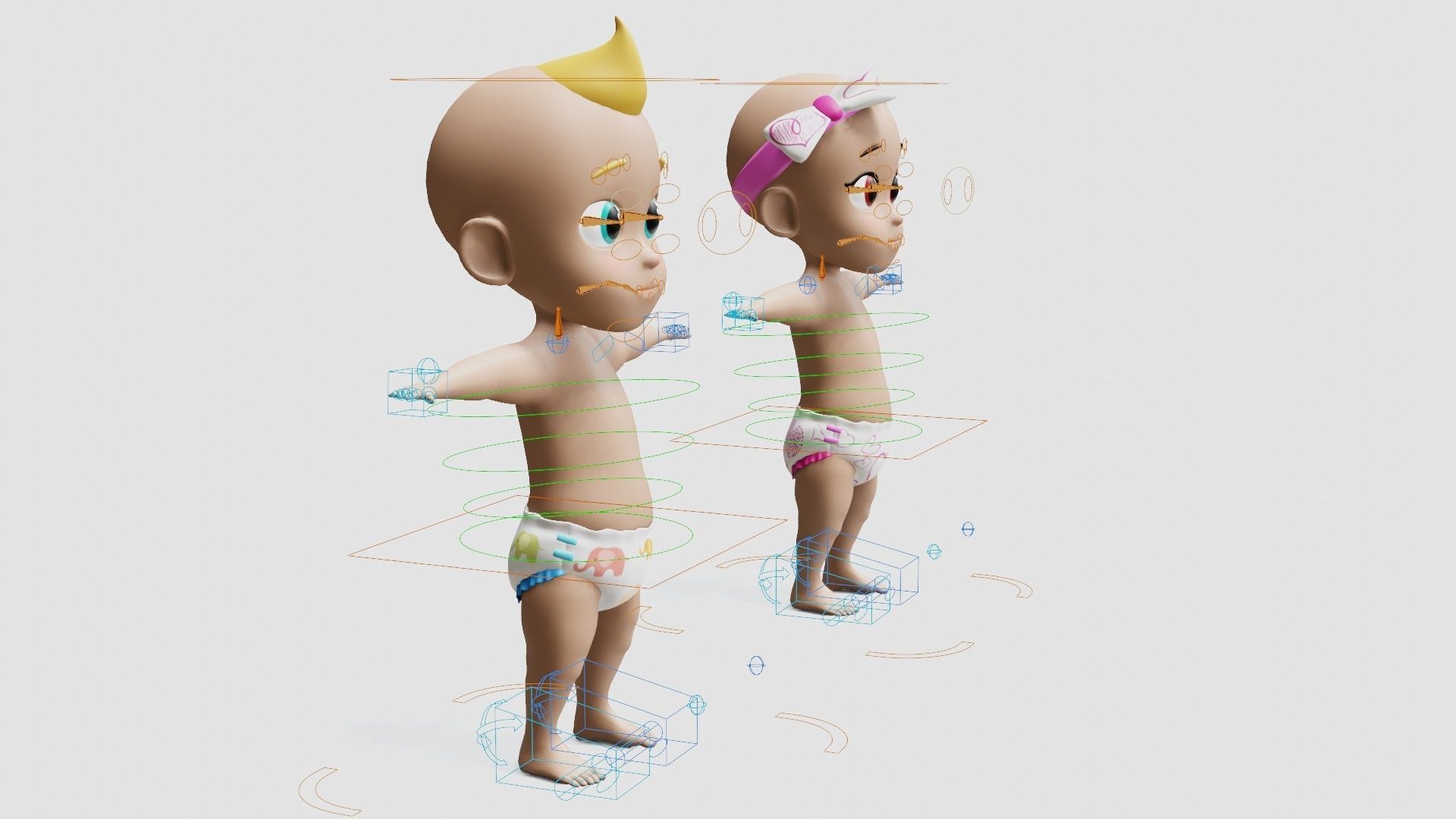 Baby characters Low-poly 3D model_8