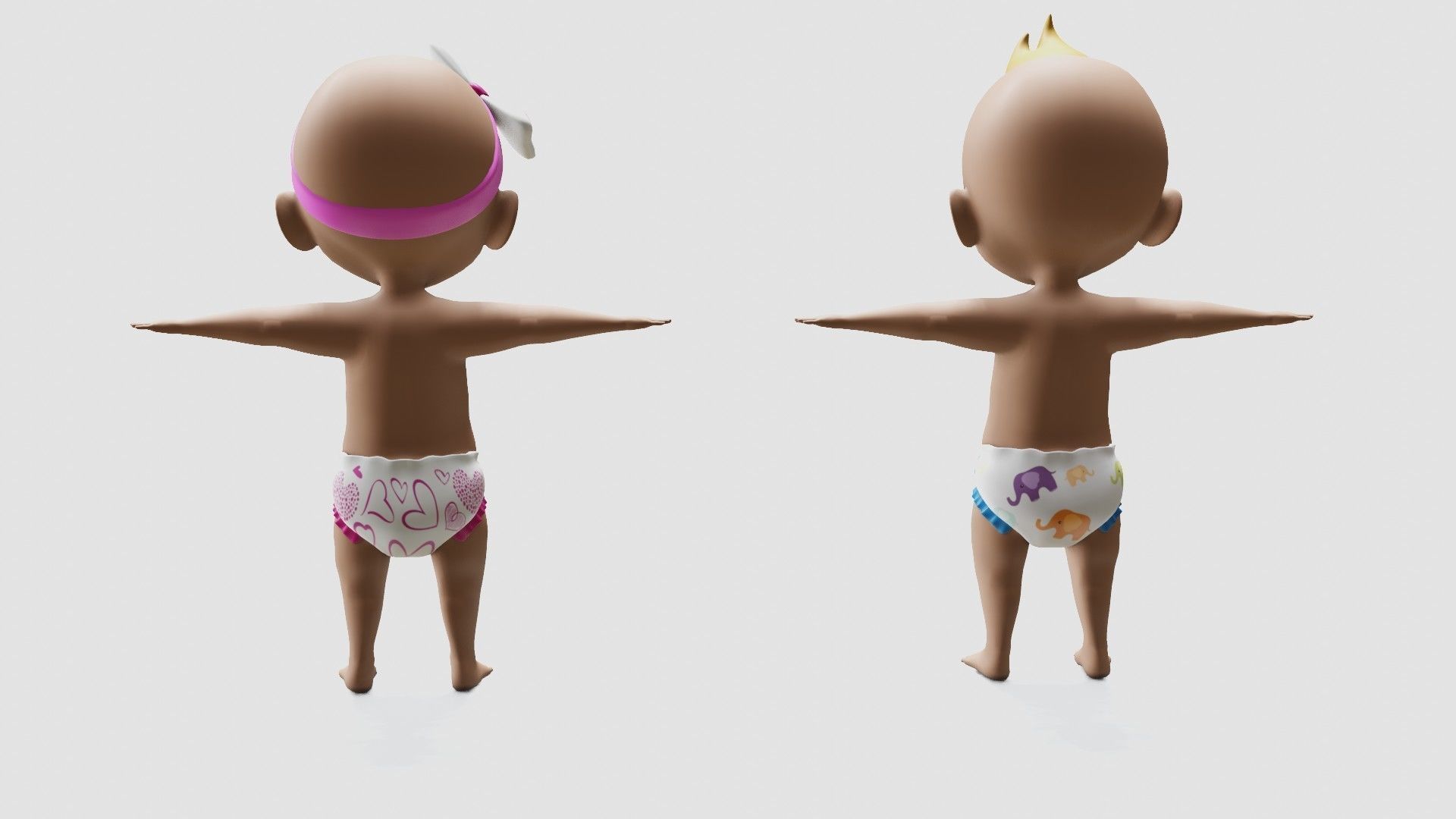 Baby characters Low-poly 3D model_27