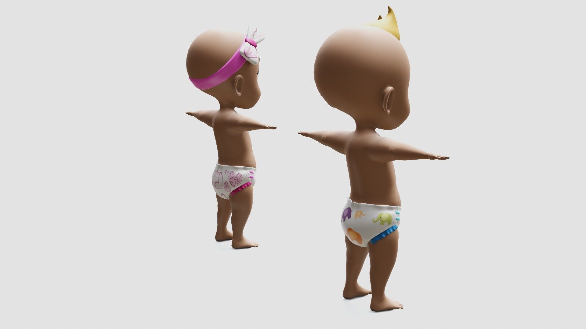 Baby characters Low-poly 3D model_29