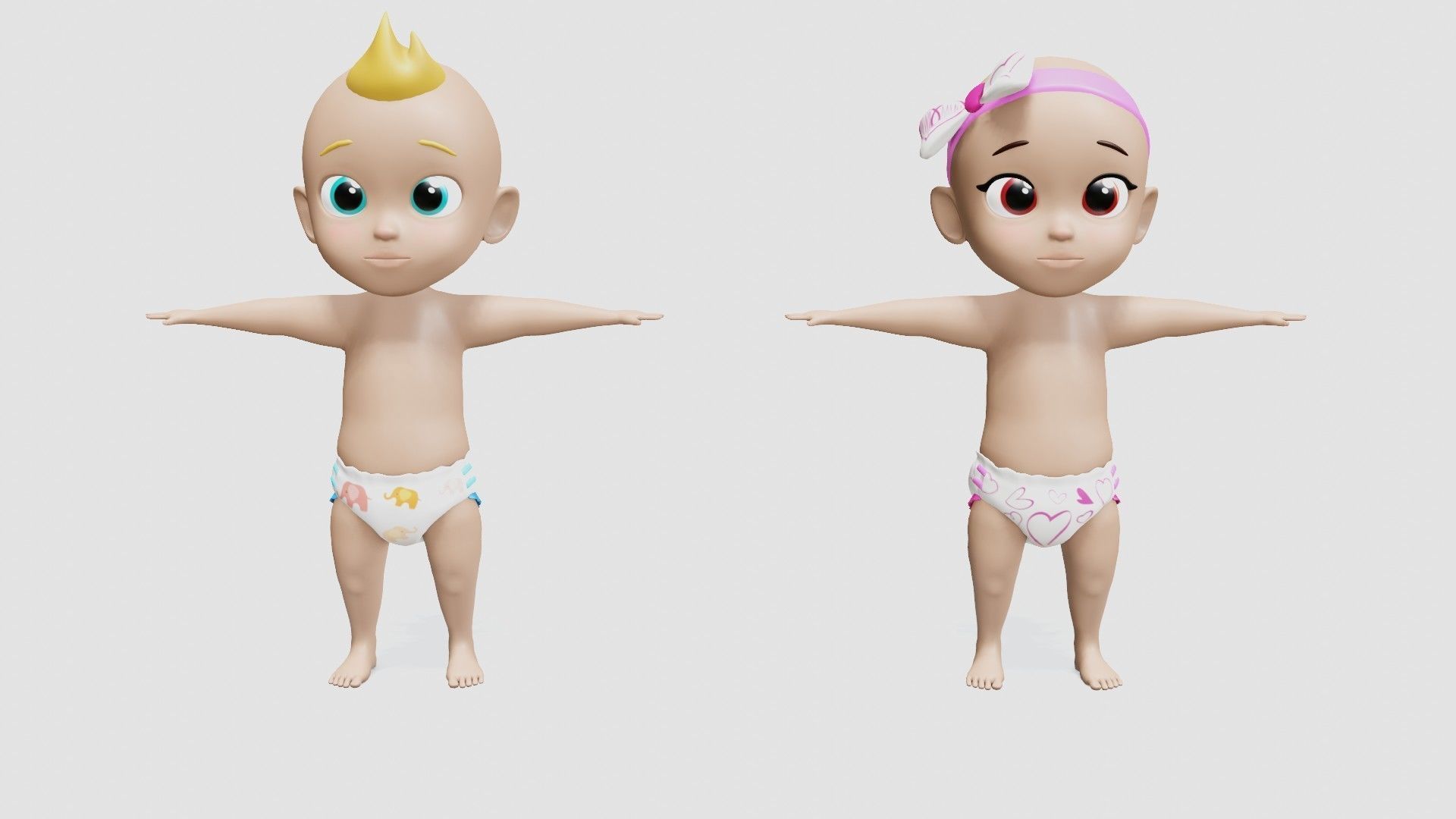 Baby characters Low-poly 3D model_18
