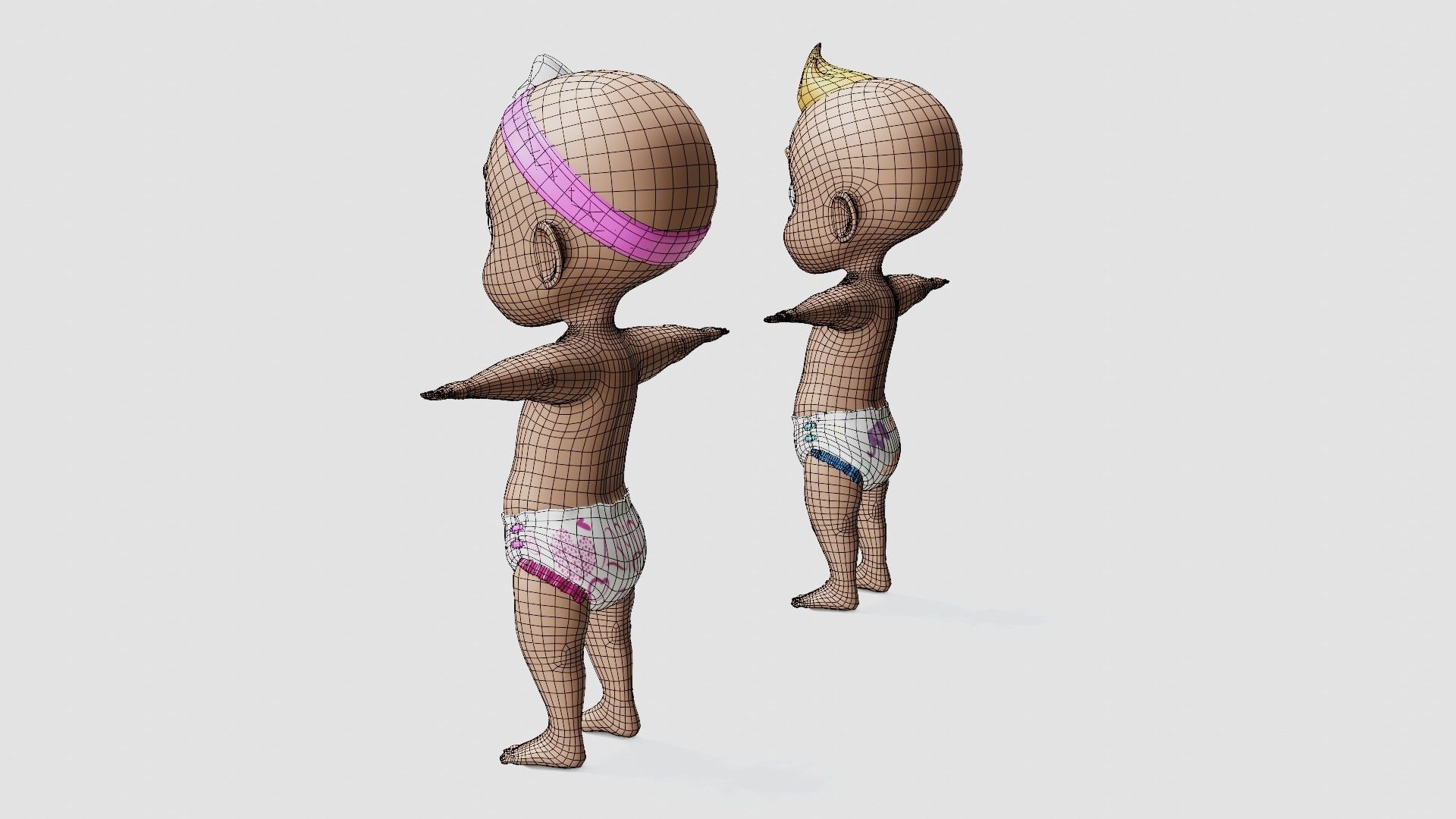 Baby characters Low-poly 3D model_37