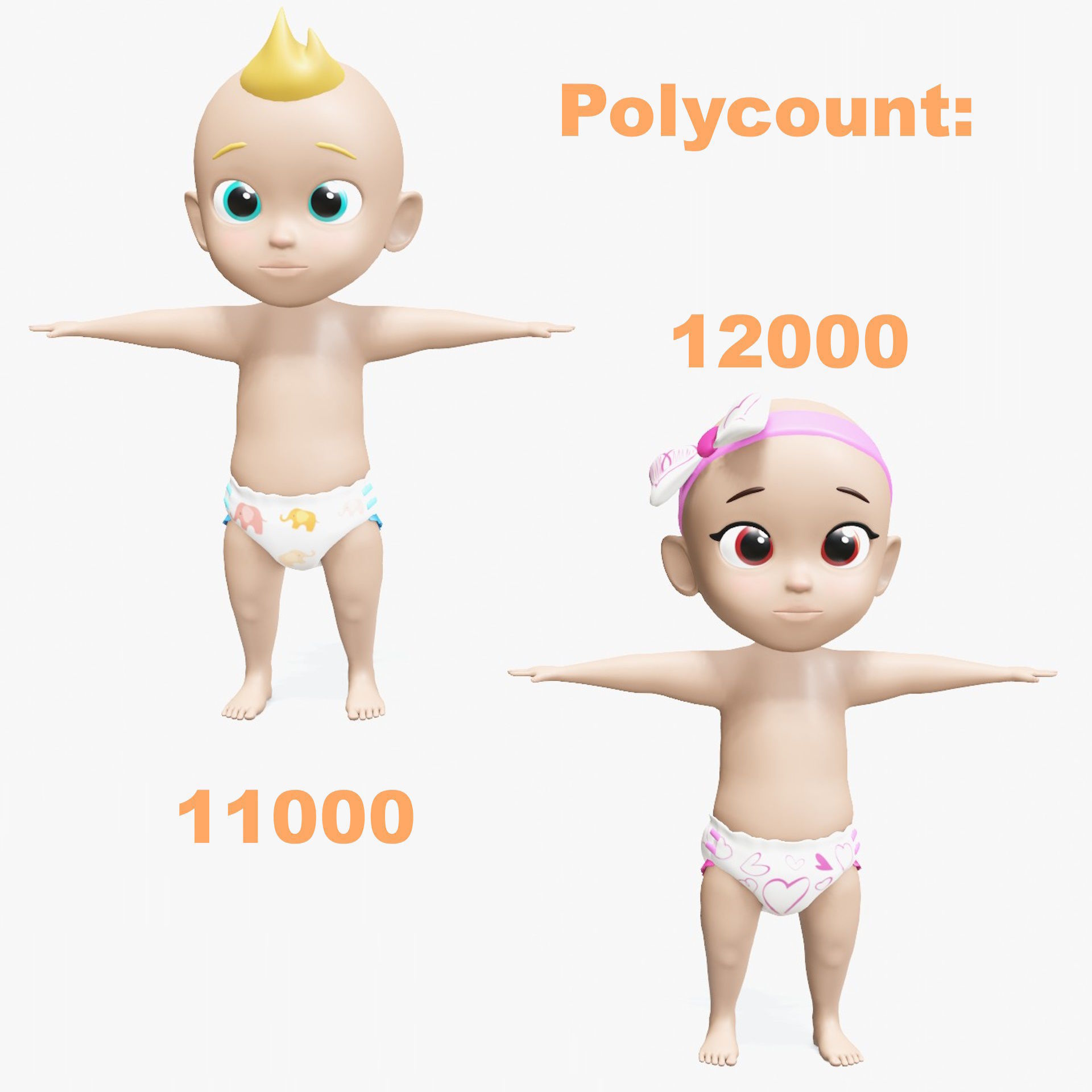 Baby characters Low-poly 3D model_2
