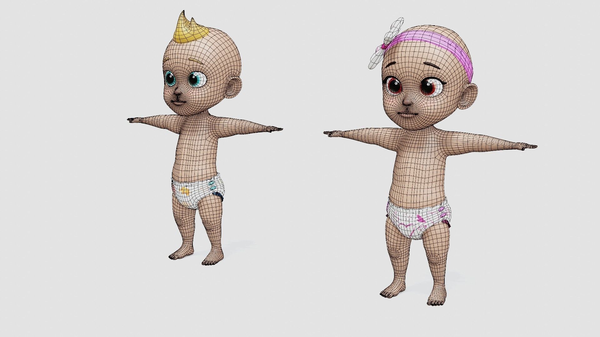 Baby characters Low-poly 3D model_34