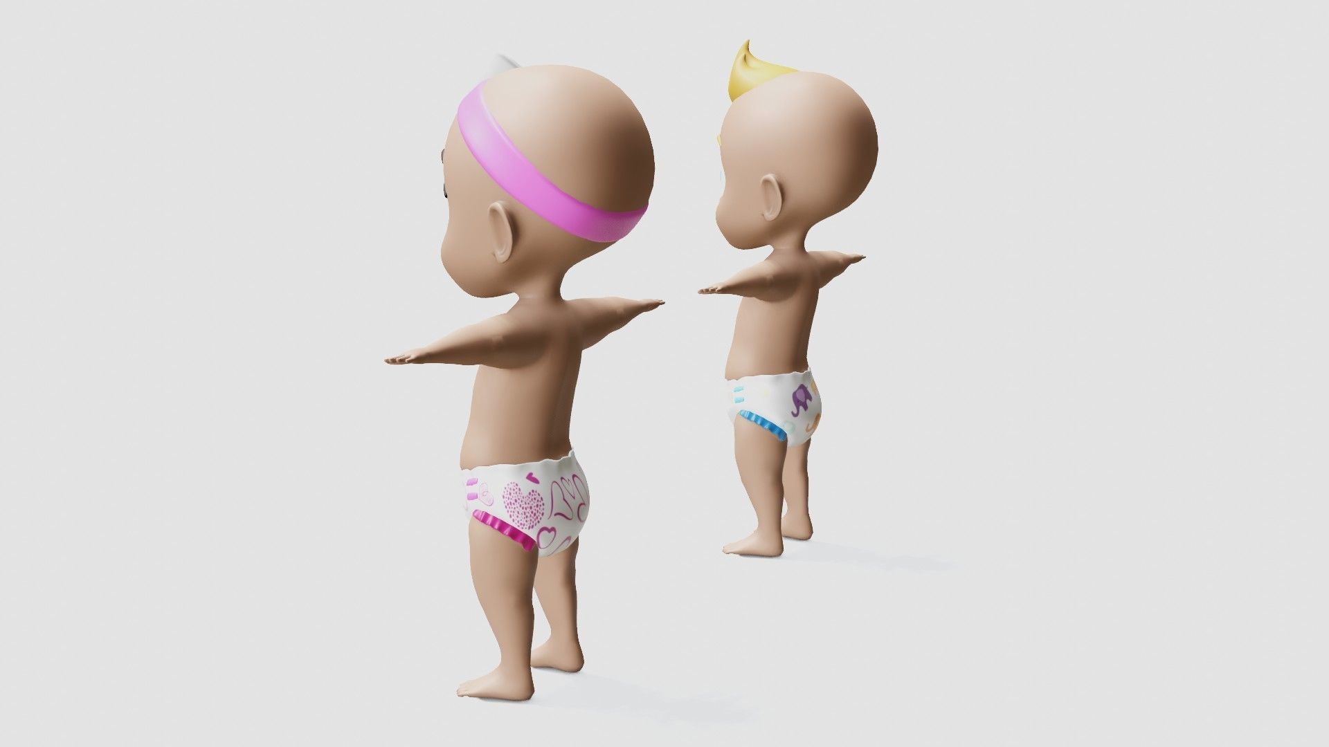 Baby characters Low-poly 3D model_25