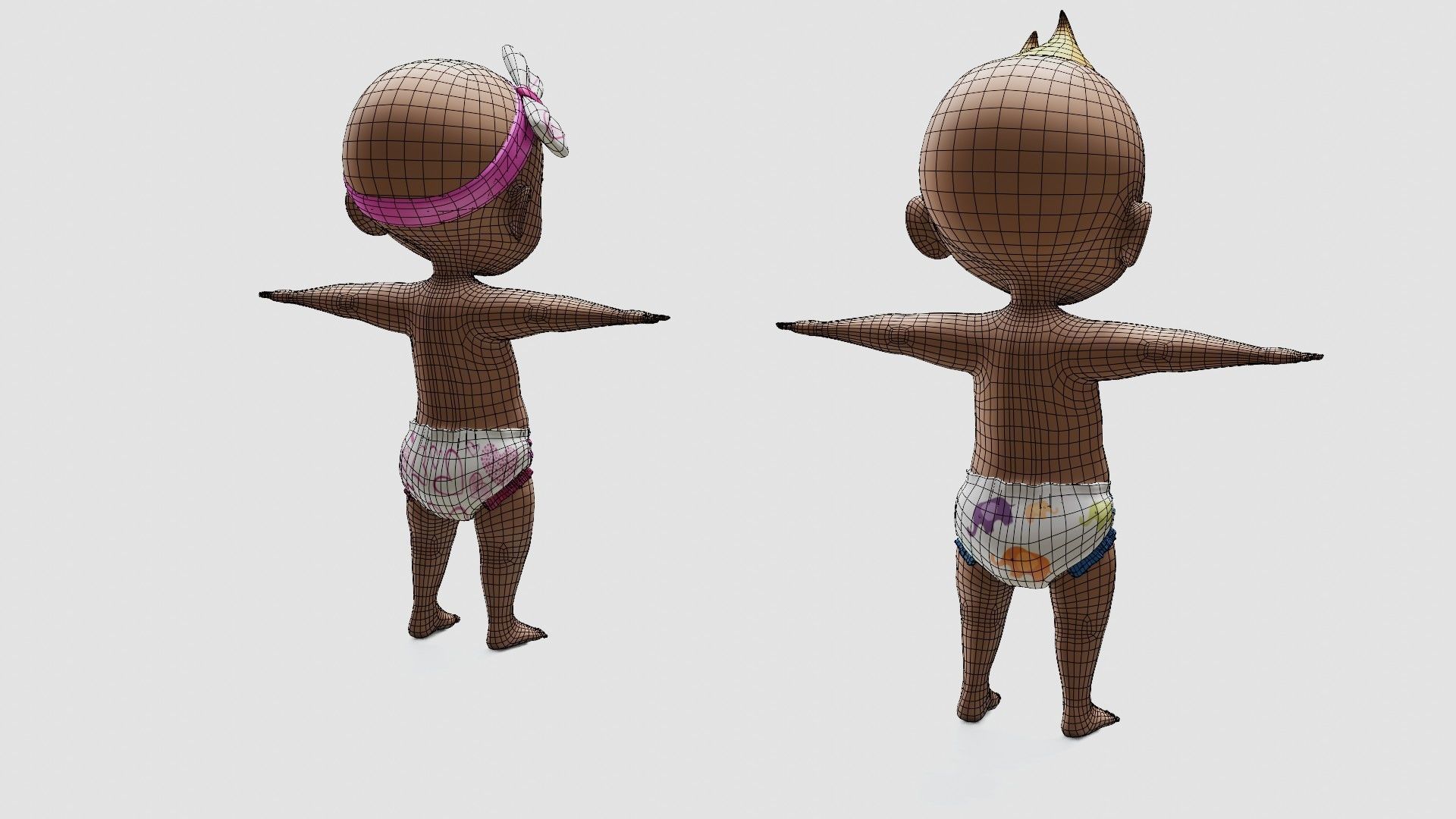 Baby characters Low-poly 3D model_40