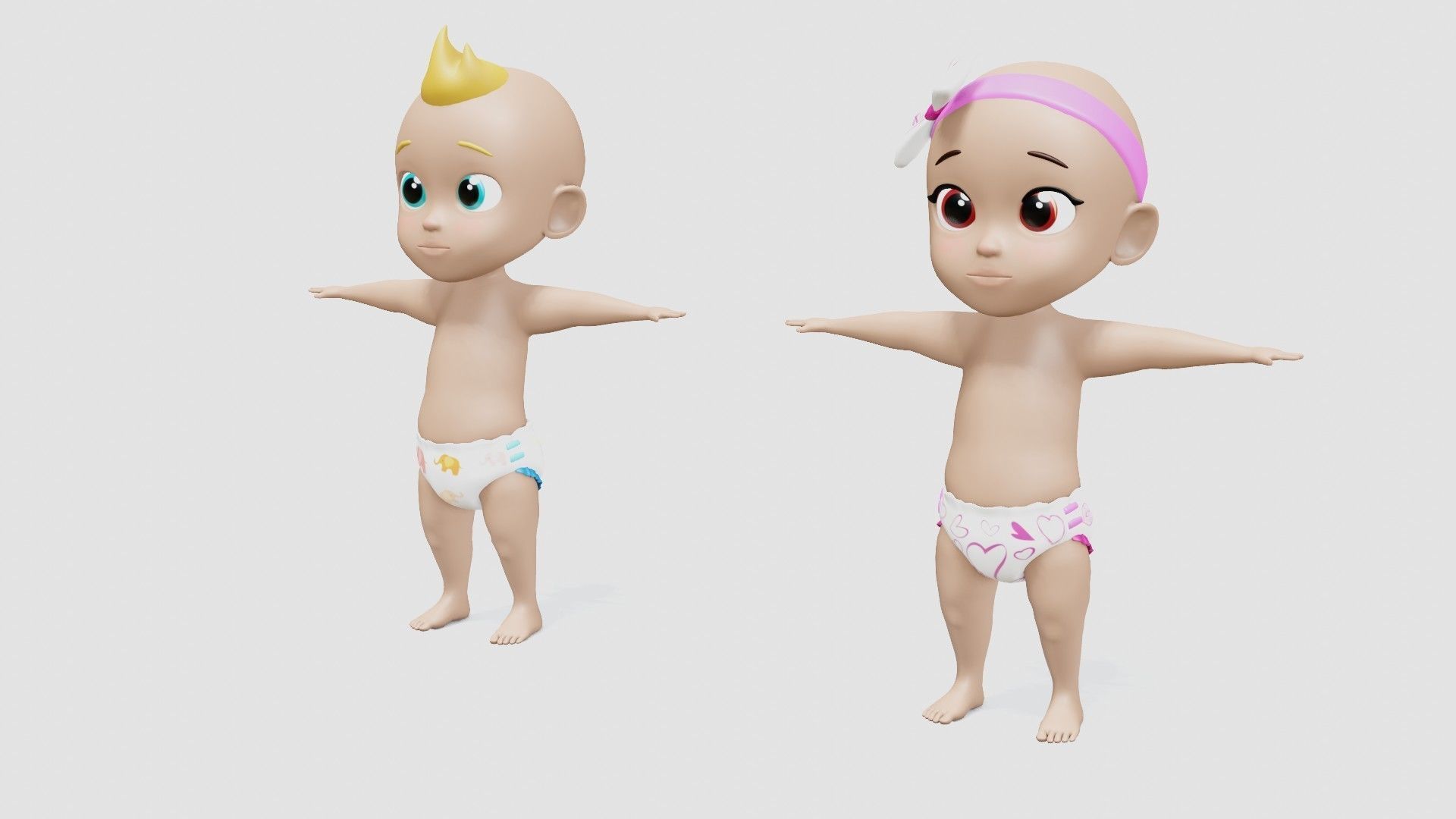 Baby characters Low-poly 3D model_22
