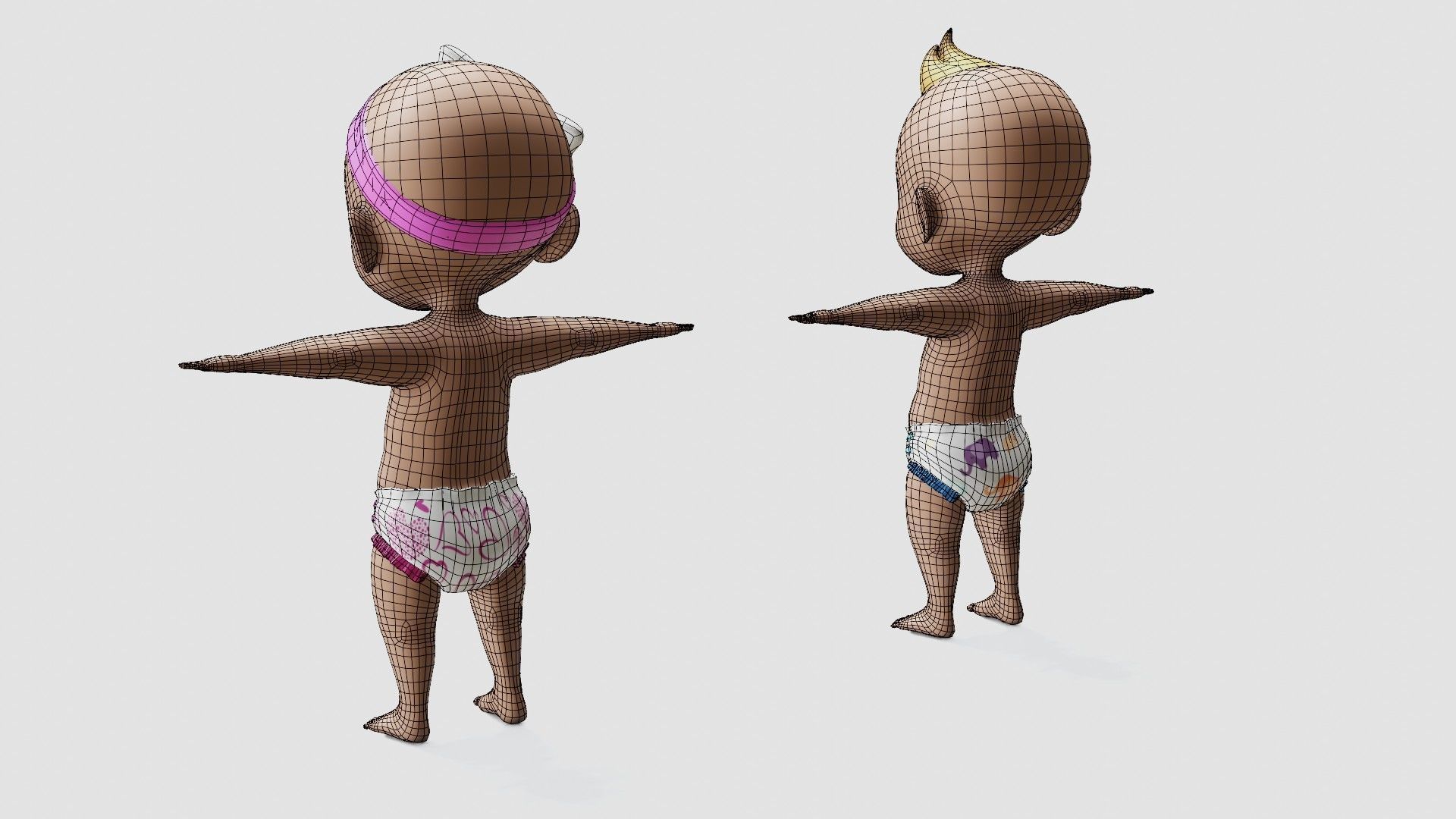 Baby characters Low-poly 3D model_38