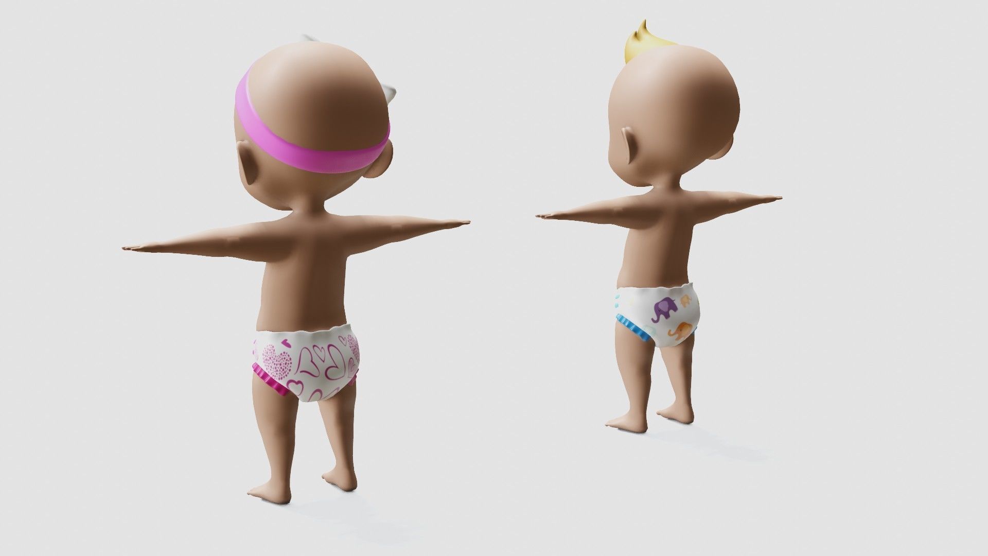 Baby characters Low-poly 3D model_26