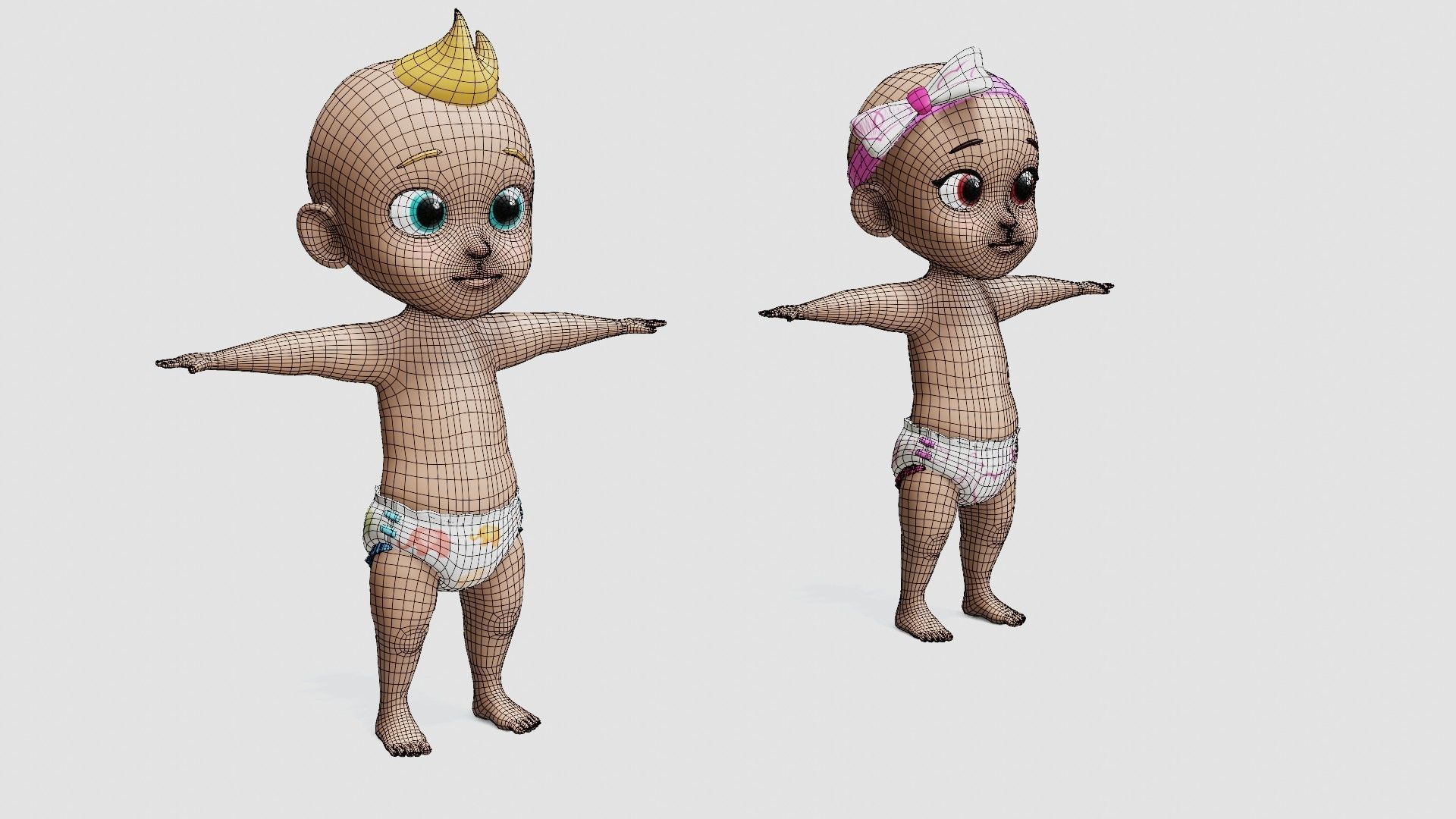Baby characters Low-poly 3D model_33