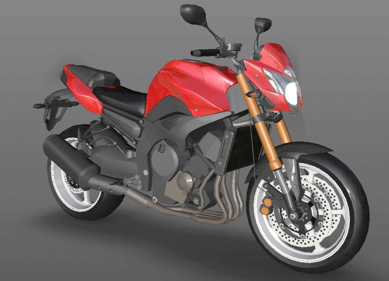 Yamaha fz8 Heavy Bike 3D model Game Asset Low-poly 3D model_9