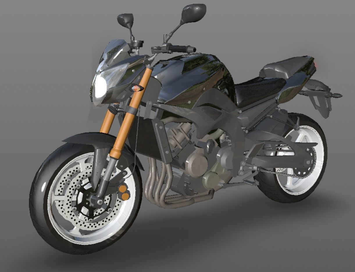 Yamaha fz8 Heavy Bike 3D model Game Asset Low-poly 3D model_4