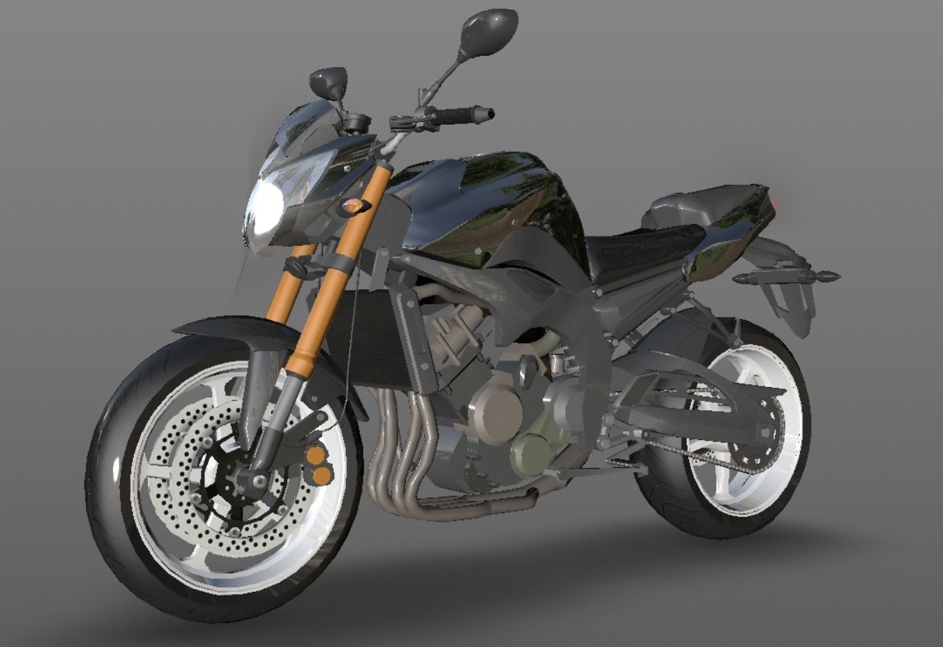 Yamaha fz8 Heavy Bike 3D model Game Asset Low-poly 3D model_15