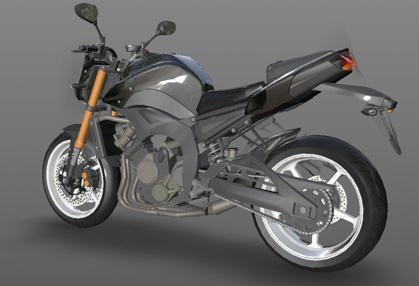 Yamaha fz8 Heavy Bike 3D model Game Asset Low-poly 3D model_7