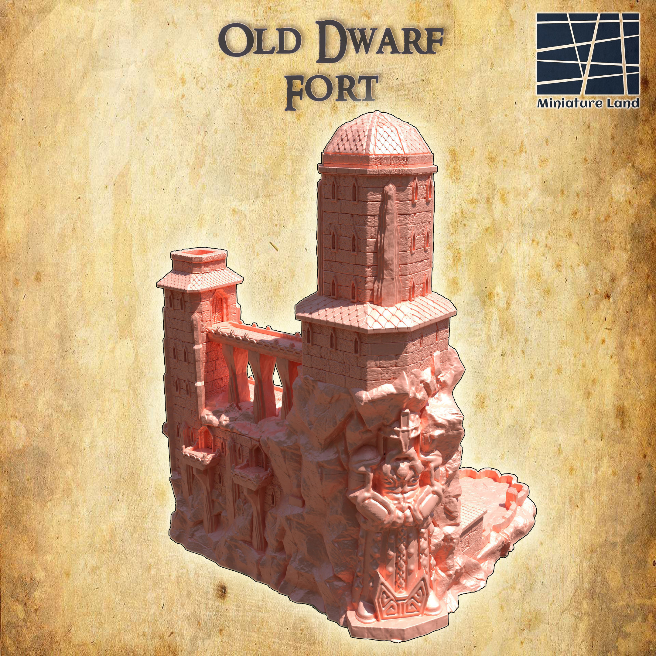 Old Dwarf Fort Tabletop Terrain 28 MM 3D print model_2