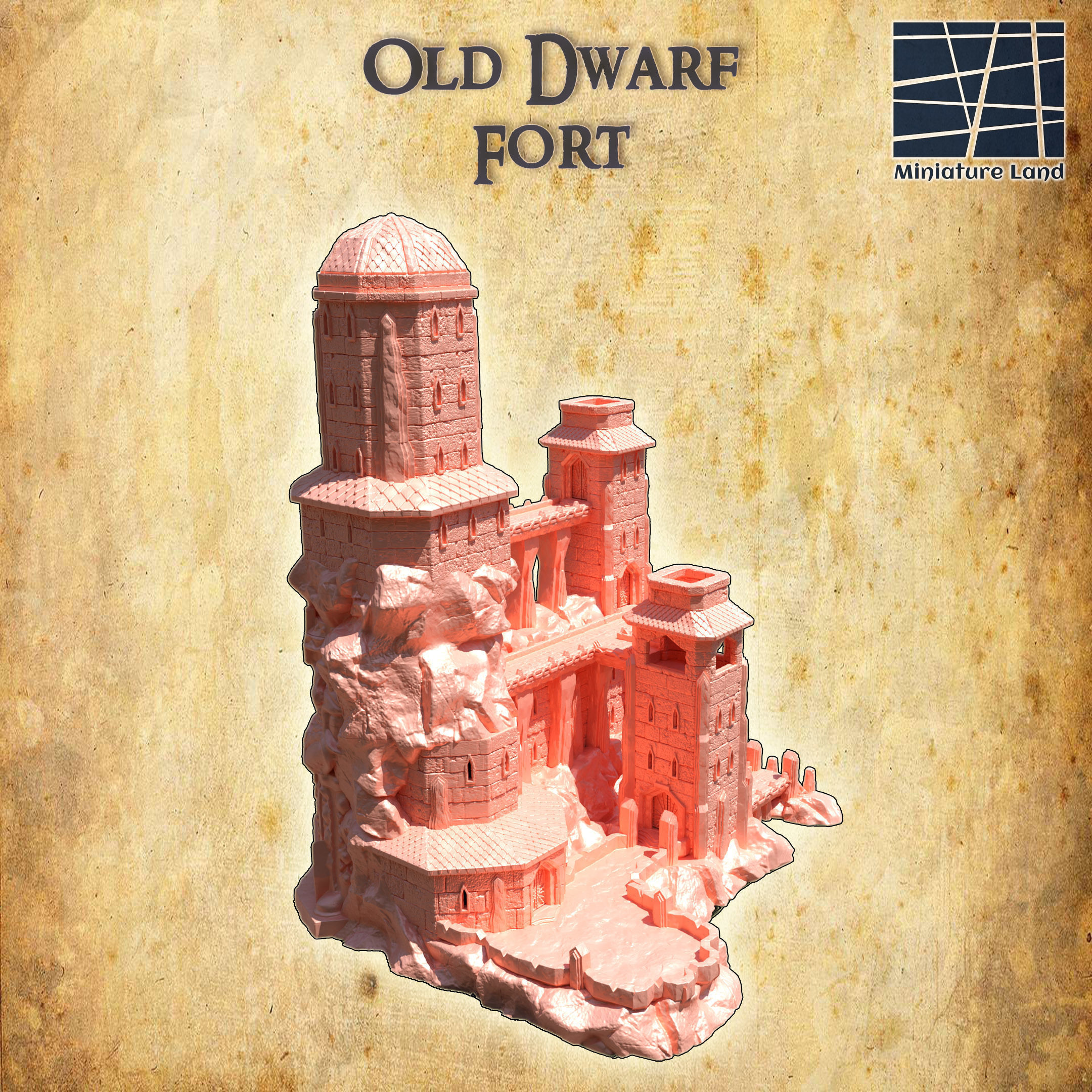 Old Dwarf Fort Tabletop Terrain 28 MM 3D print model_3