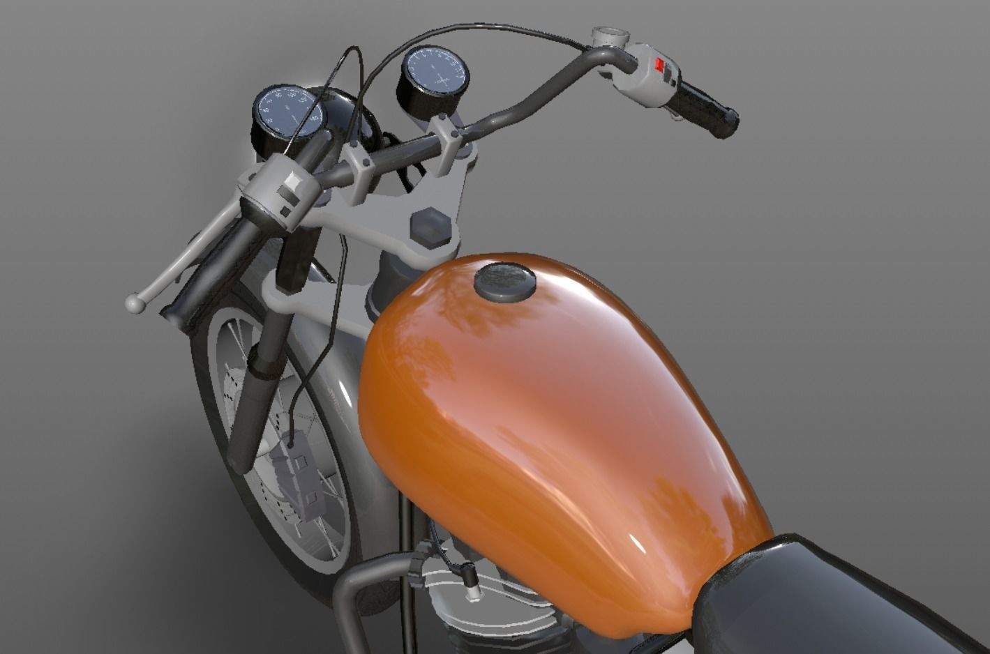Honda cb25  Bike 3D Model Cafe Bike Game Ready Asset Low-poly 3D model_11
