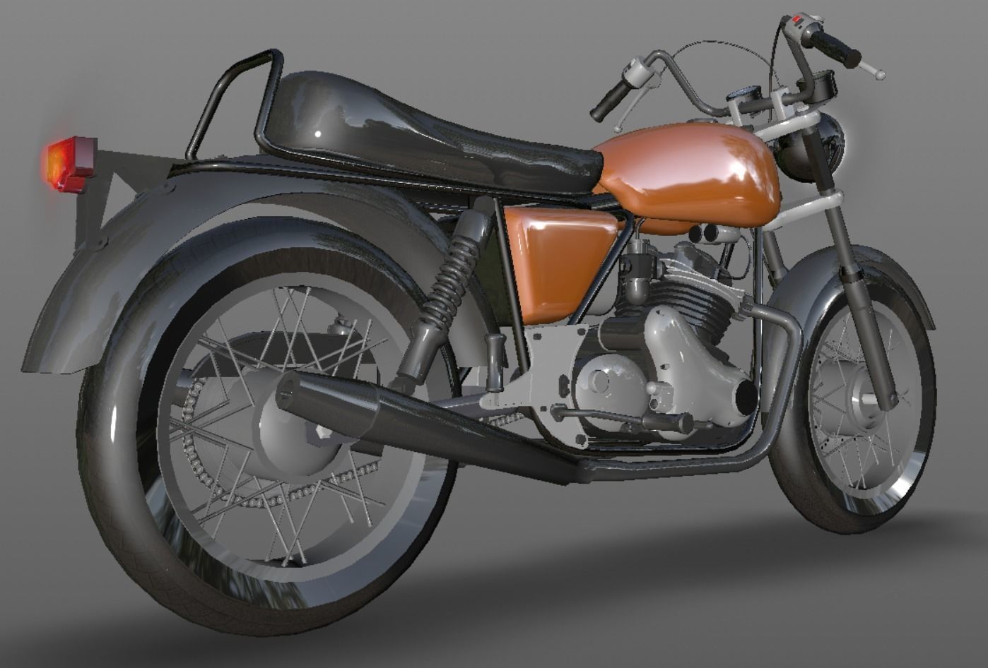 Honda cb25  Bike 3D Model Cafe Bike Game Ready Asset Low-poly 3D model_10
