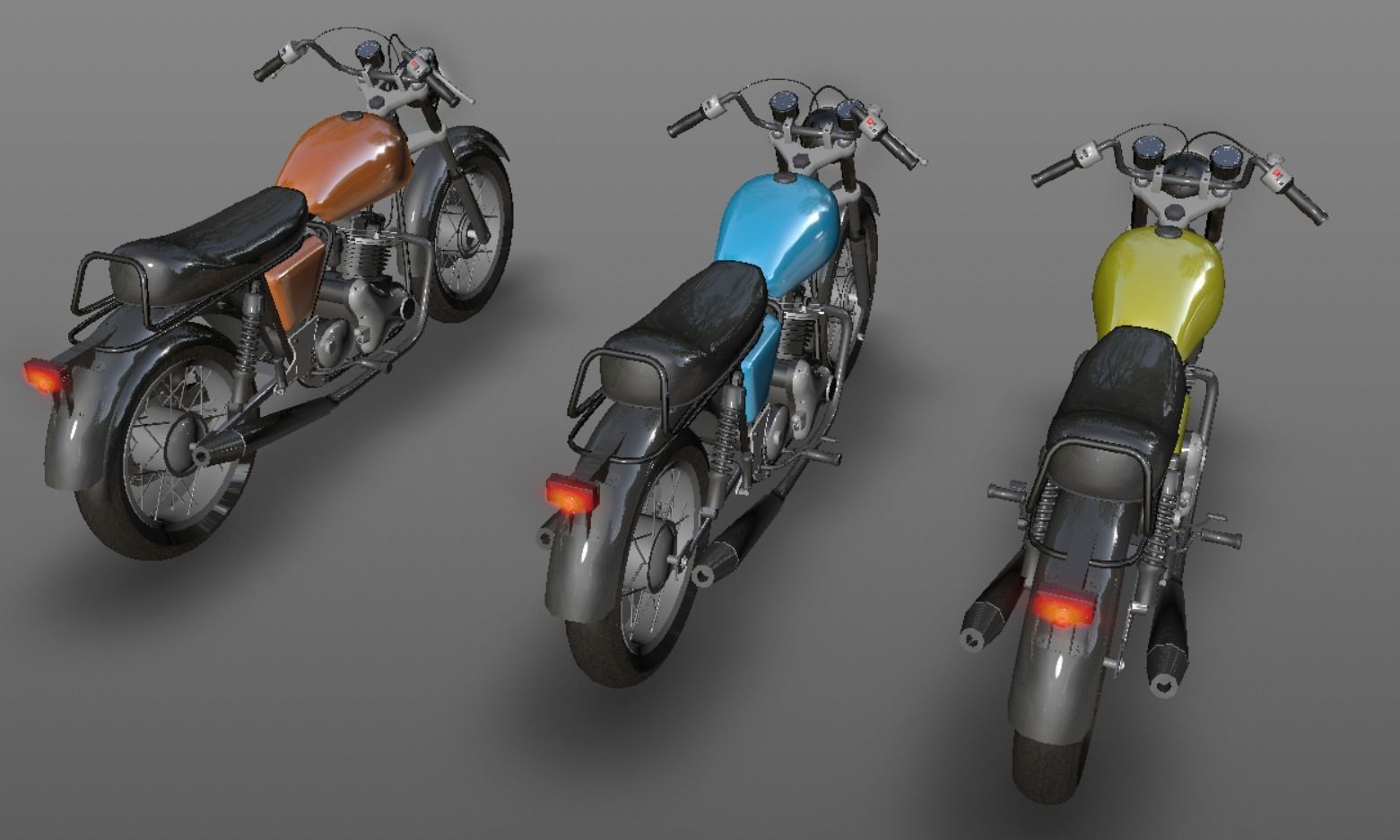 Honda cb25  Bike 3D Model Cafe Bike Game Ready Asset Low-poly 3D model_20