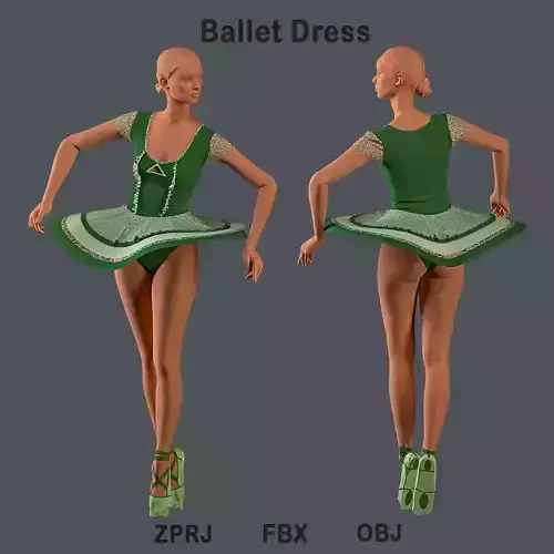 Ballet dress and shoes 3D model
