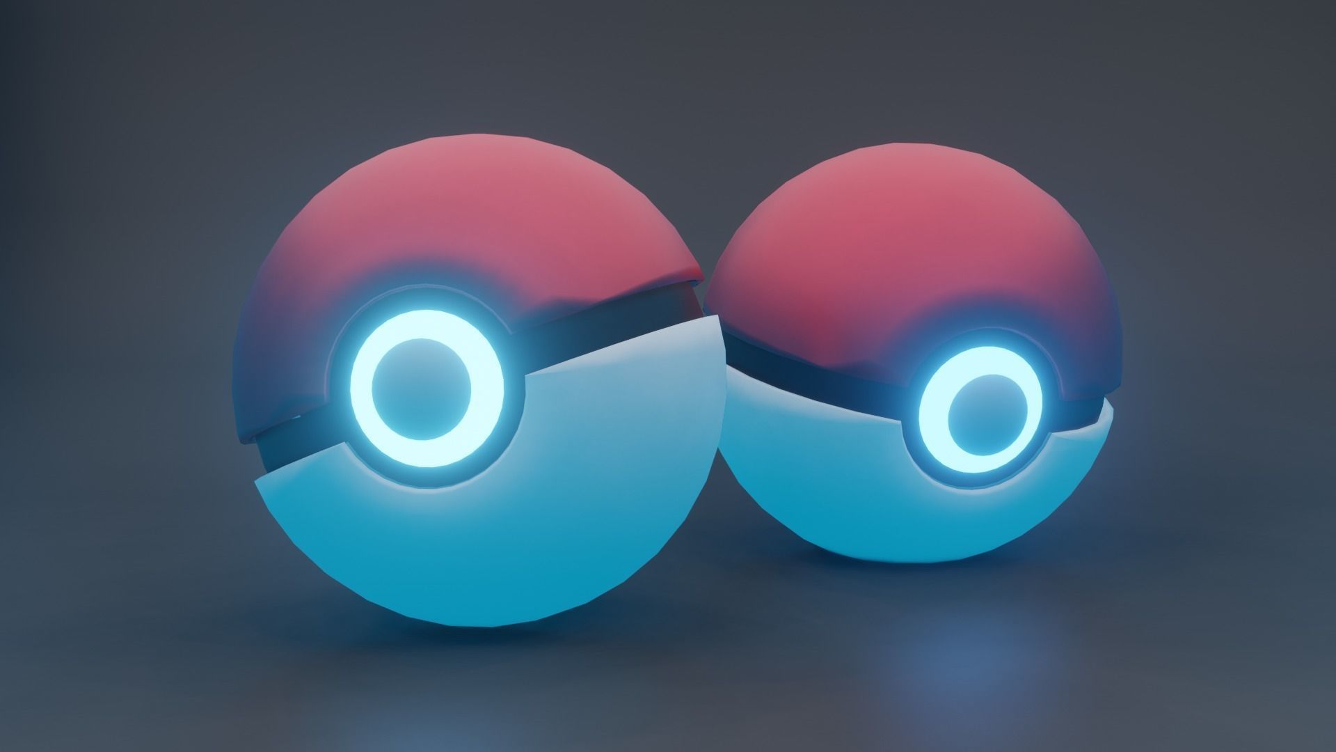 Pokeball Made in Blender Low-poly 3D model_1