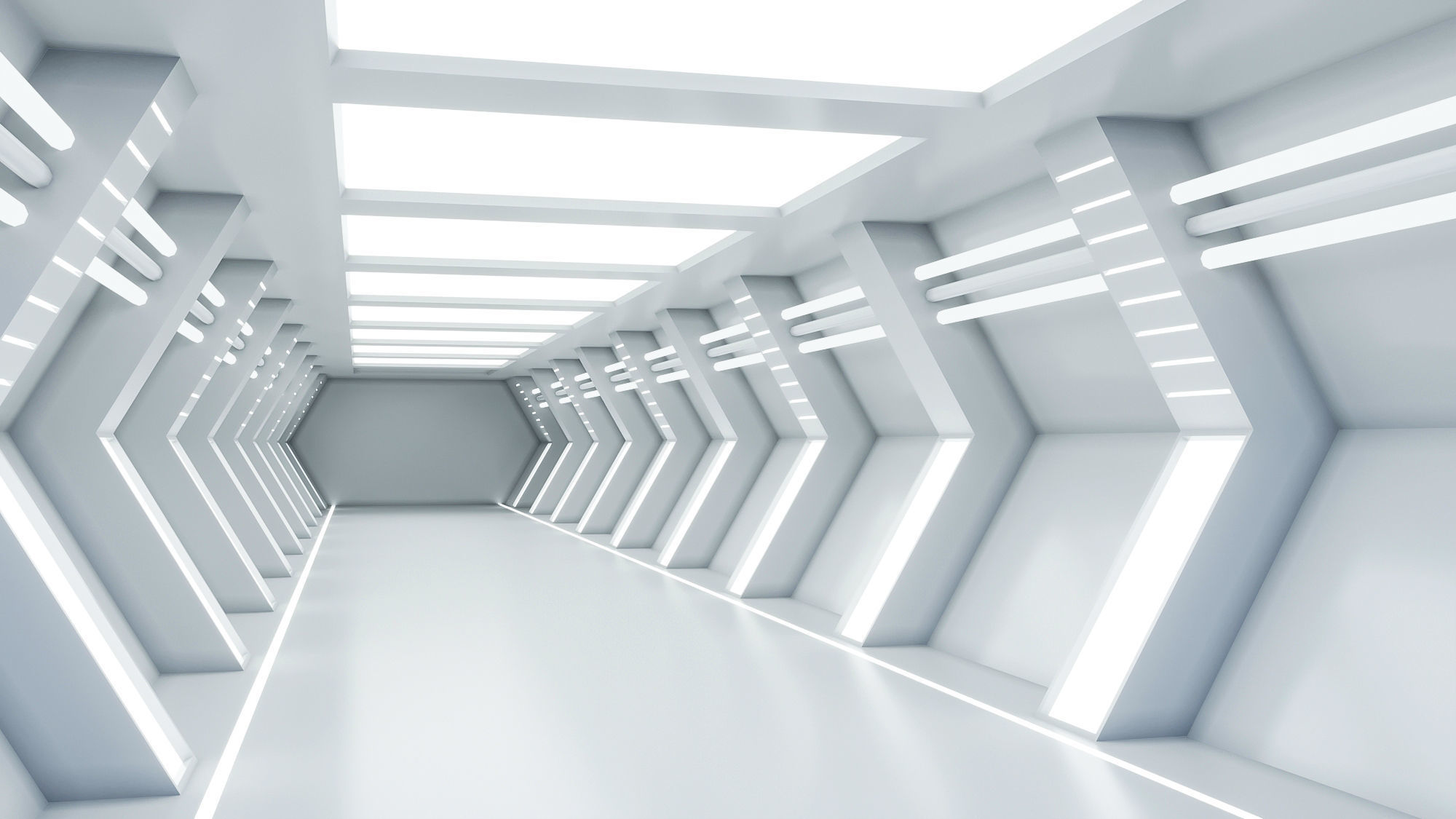 low poly sci fi corridor 12 Low-poly 3D model_1