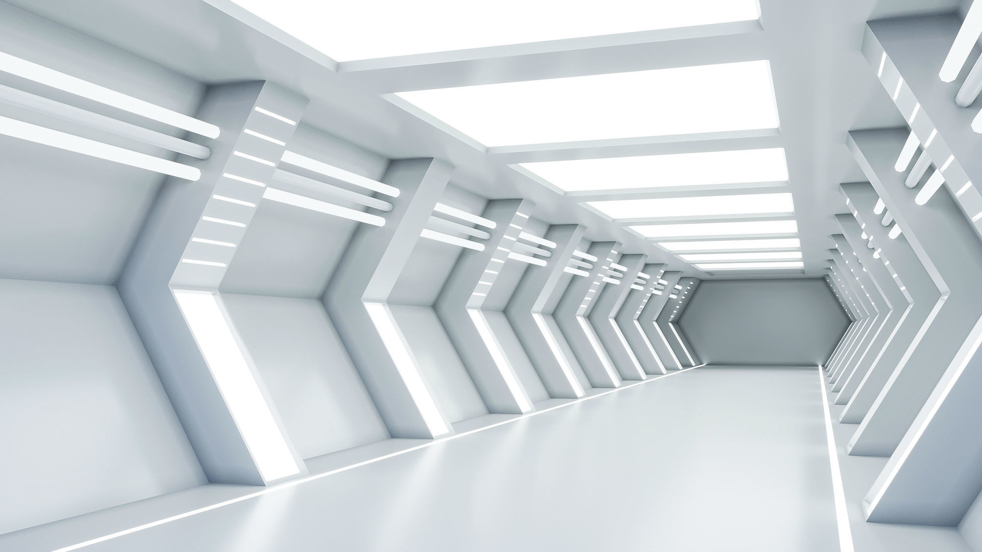 low poly sci fi corridor 12 Low-poly 3D model_2