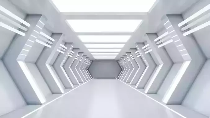 low poly sci fi corridor 12 Low-poly 3D model