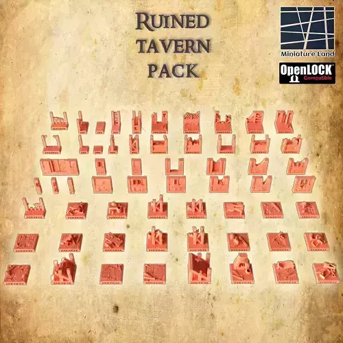 Ruined Tavern Set Openlock  Tablotop Terrain  28 MM