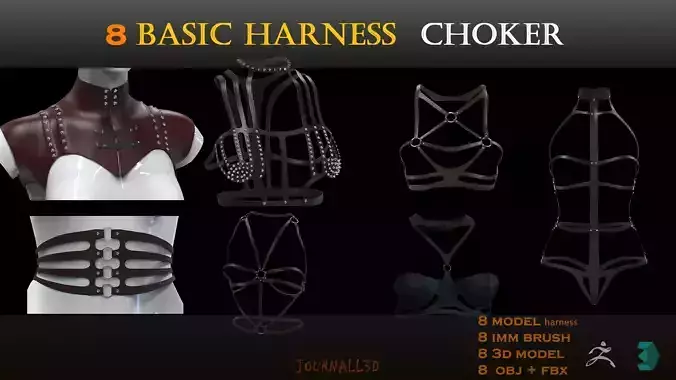 8 harness choker   vol2  3d model and imm brush Low-poly 3D model
