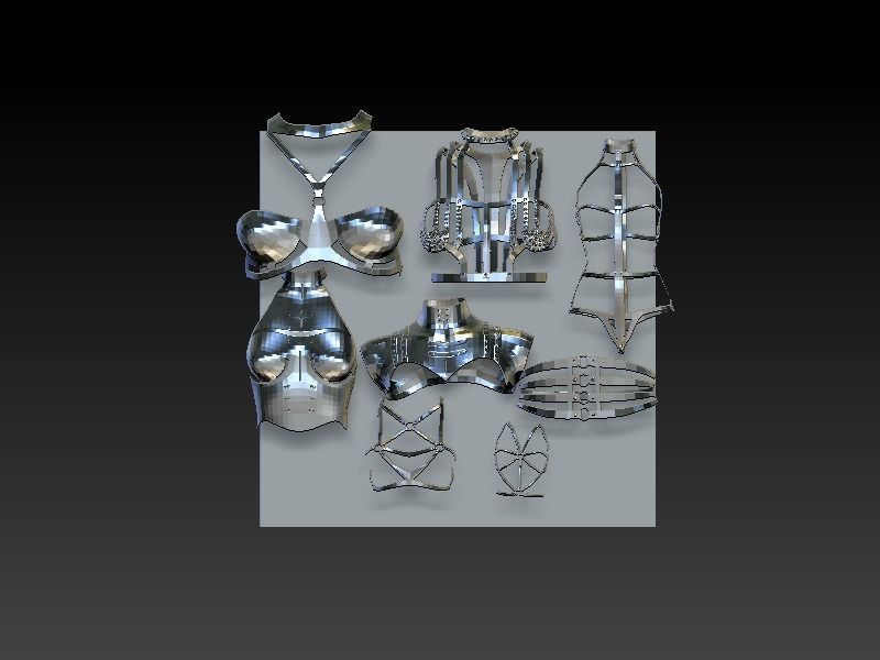 8 harness choker vol2 3d model and imm brush Low-poly 3D model_4