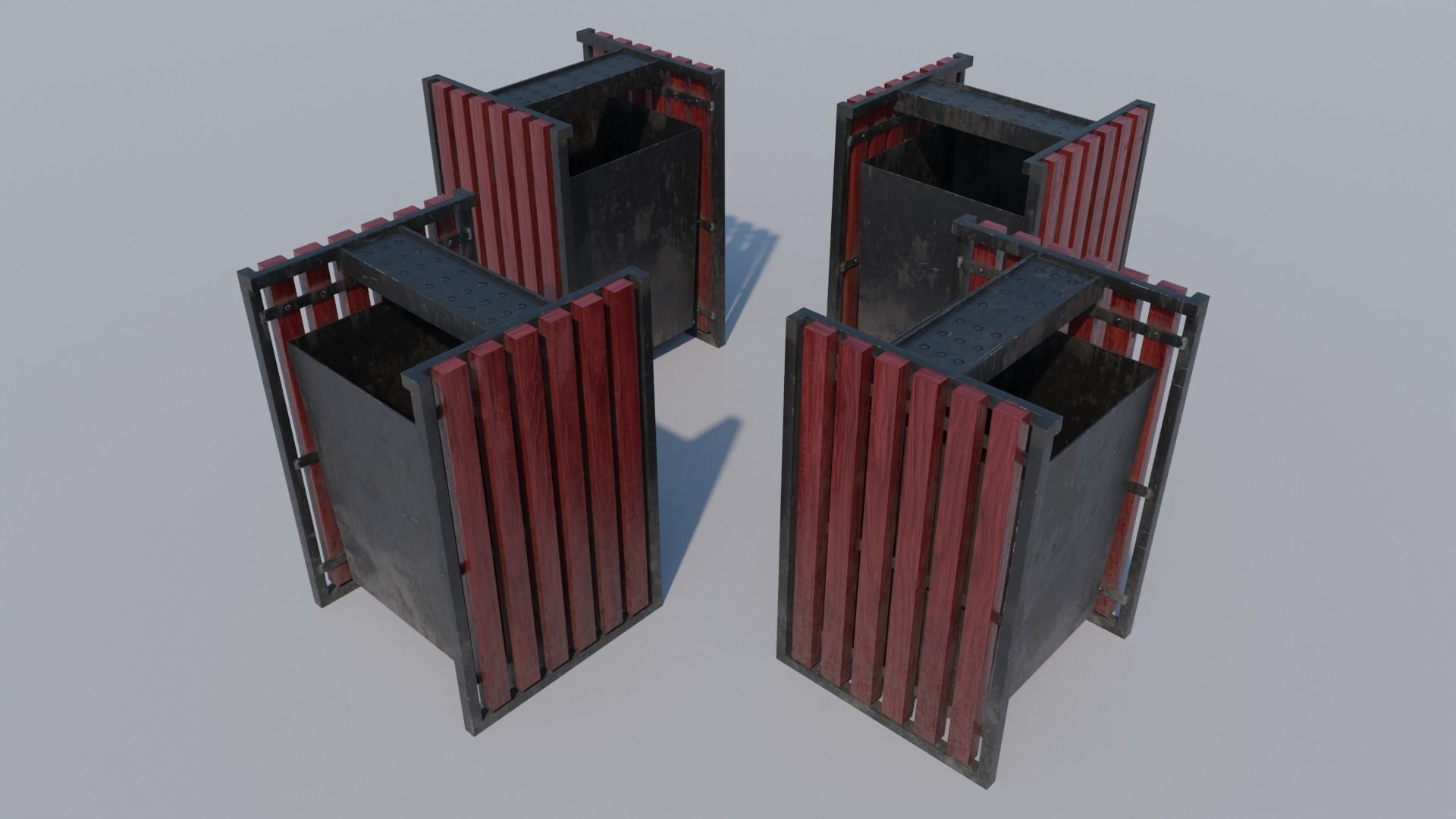 Trash Can Low-poly 3D model_1