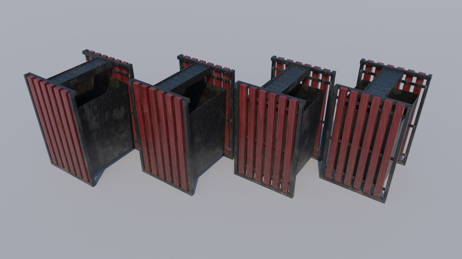 Trash Can Low-poly 3D model_2