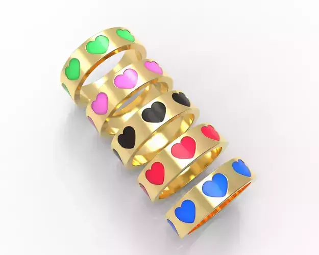 Colorful Hearts Ring 6mm