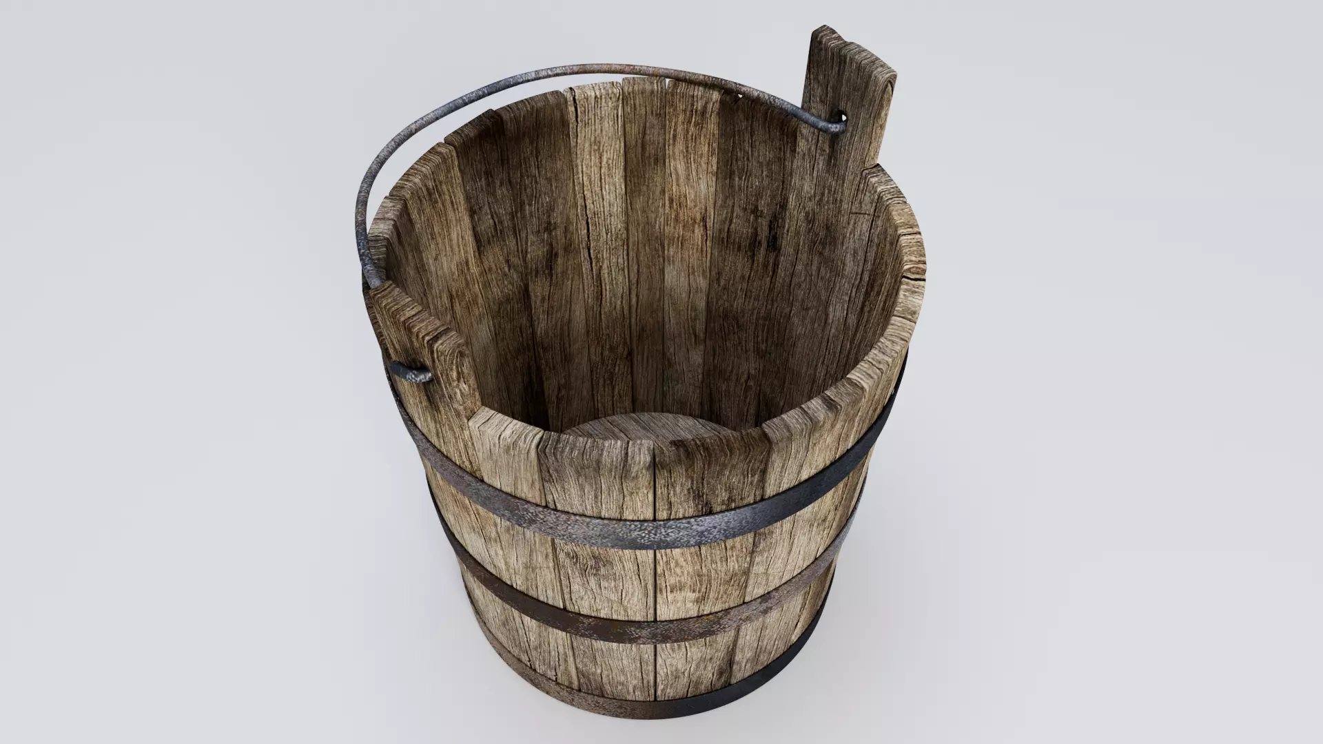 Old Wooden Bucket 3D model