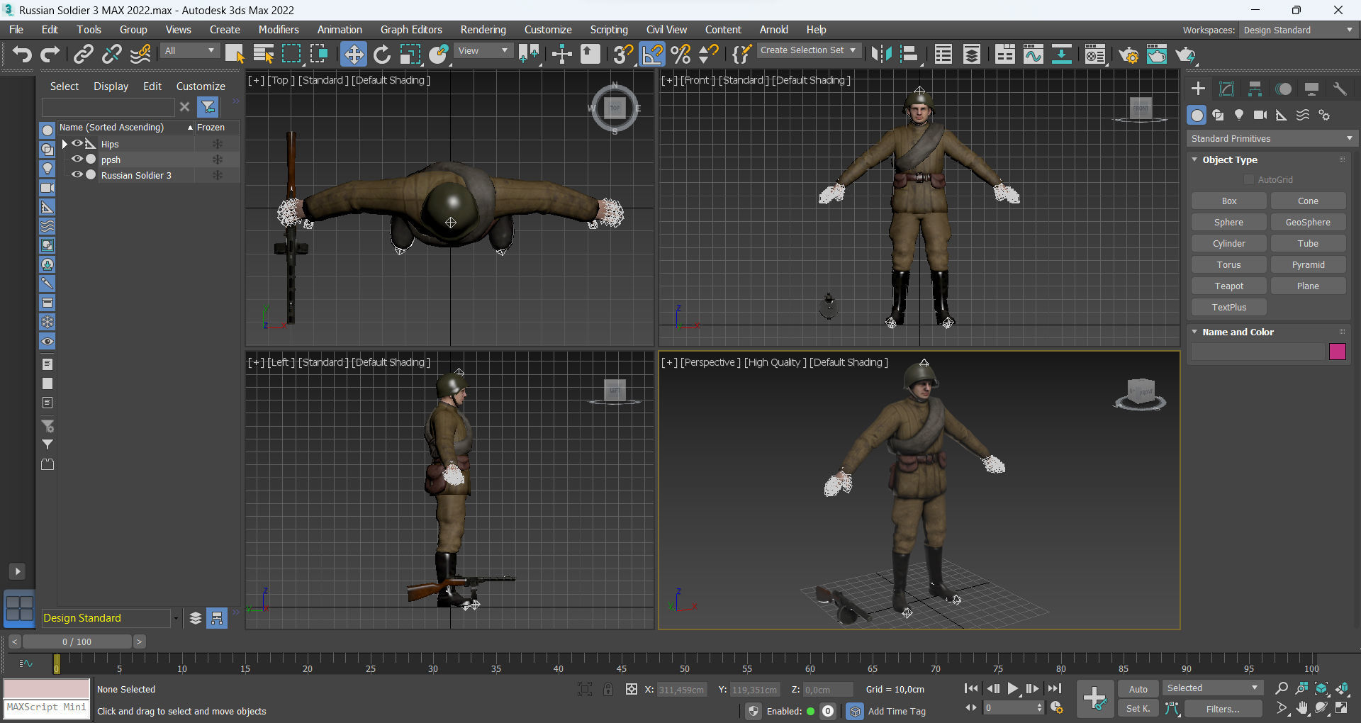 Soviet soldier 3 Low-poly 3D model_11
