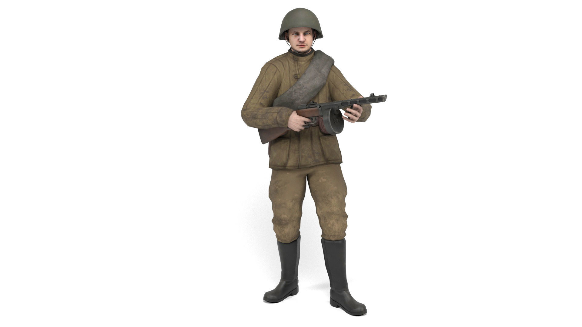 Soviet soldier 3 Low-poly 3D model_7