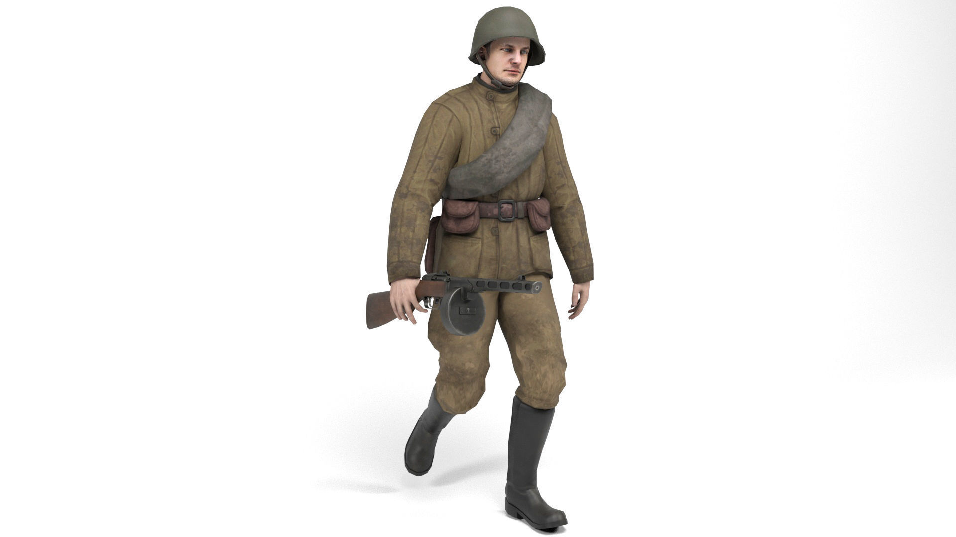 Soviet soldier 3 Low-poly 3D model_10