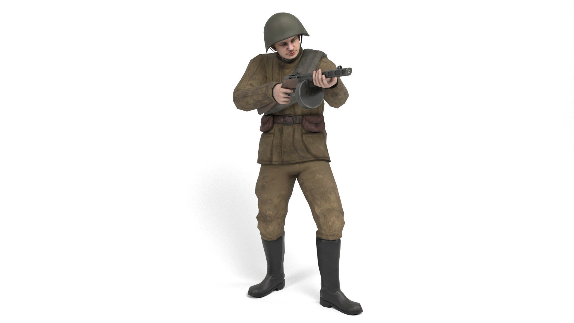 Soviet soldier 3 Low-poly 3D model_9