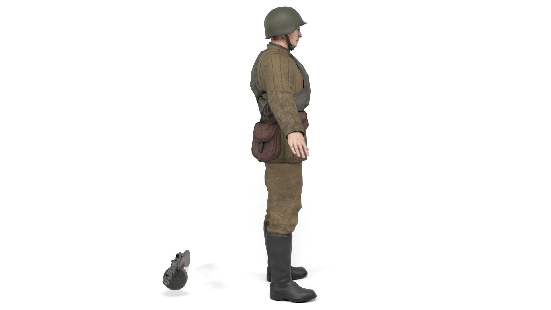 Soviet soldier 3 Low-poly 3D model_4