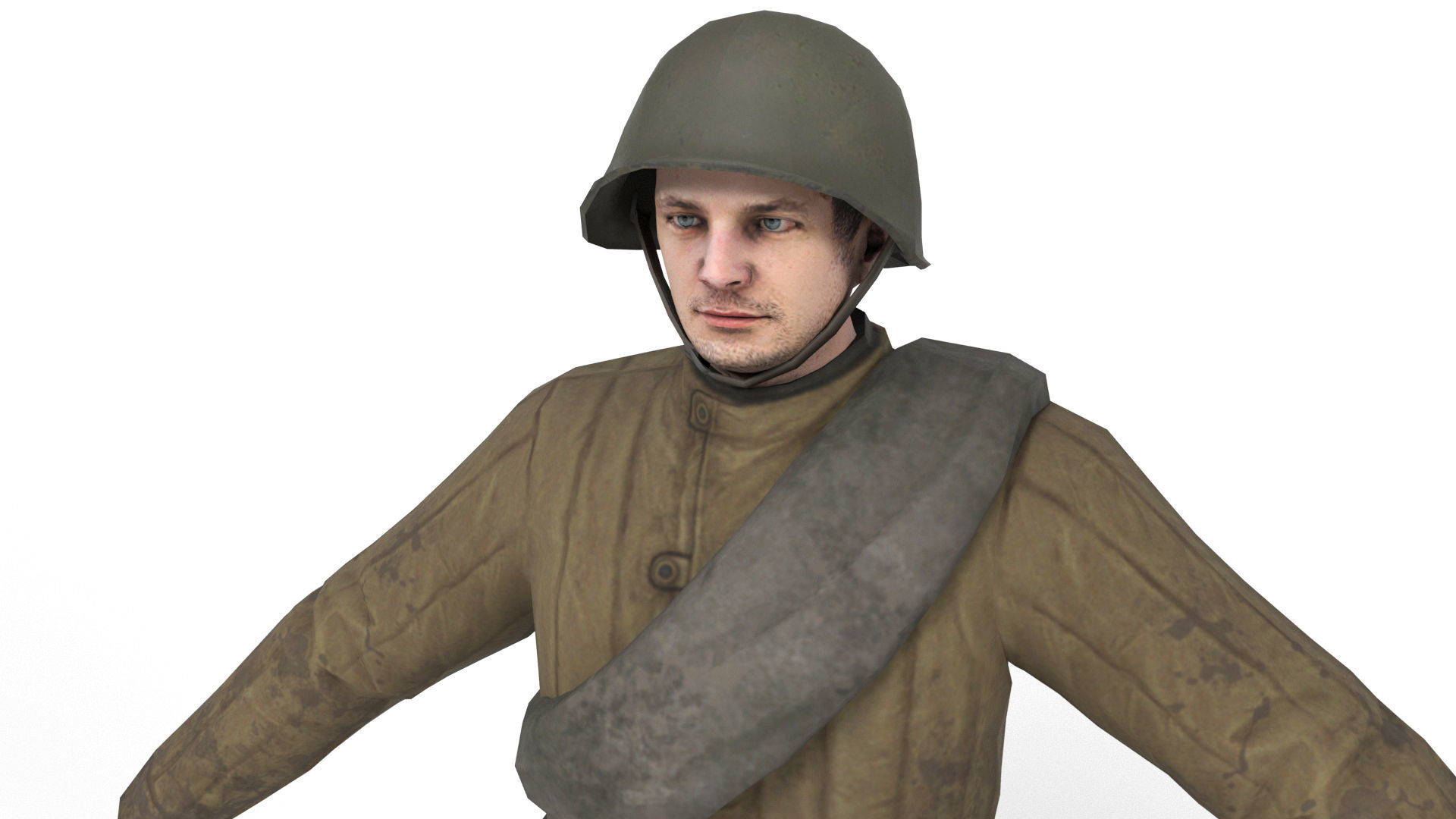 Soviet soldier 3 Low-poly 3D model_6