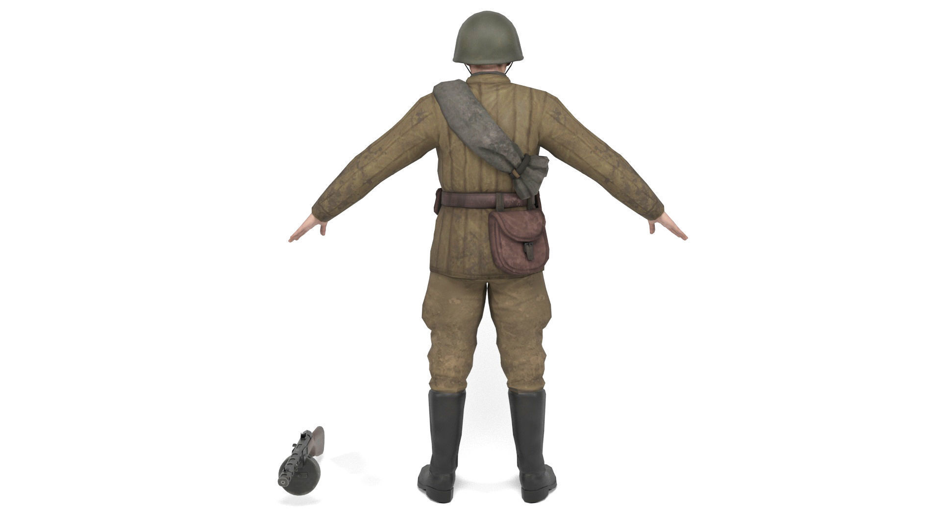 Soviet soldier 3 Low-poly 3D model_3