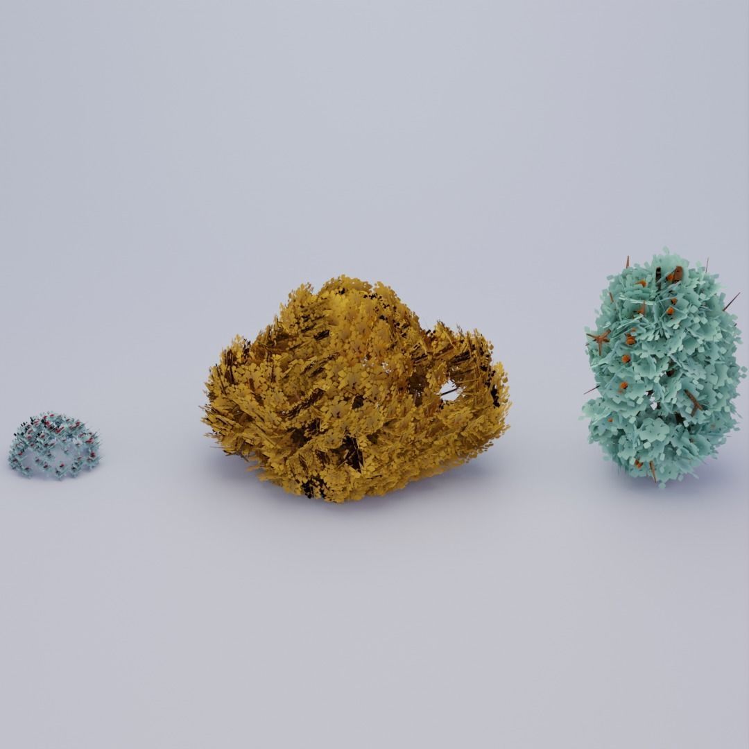 Stylized nature asset with trees bushes and grass Low-poly 3D model_3