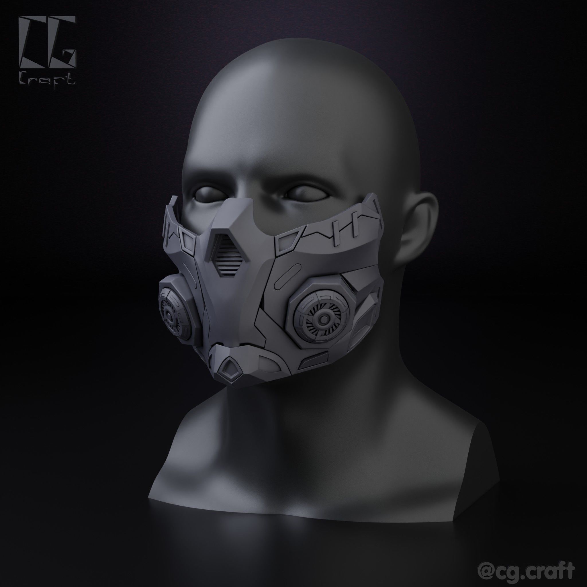 Cyber mask 3D print model_9