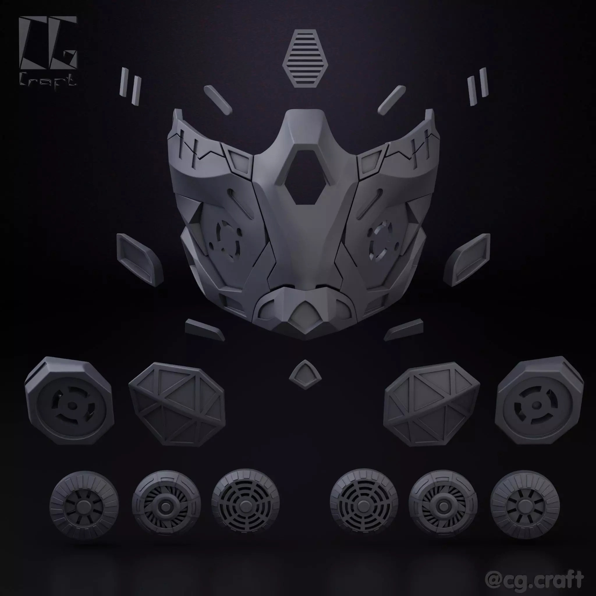 Cyber mask 3D print model_0