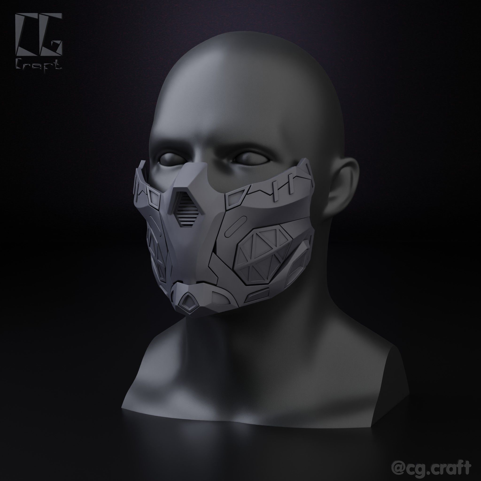 Cyber mask 3D print model_8