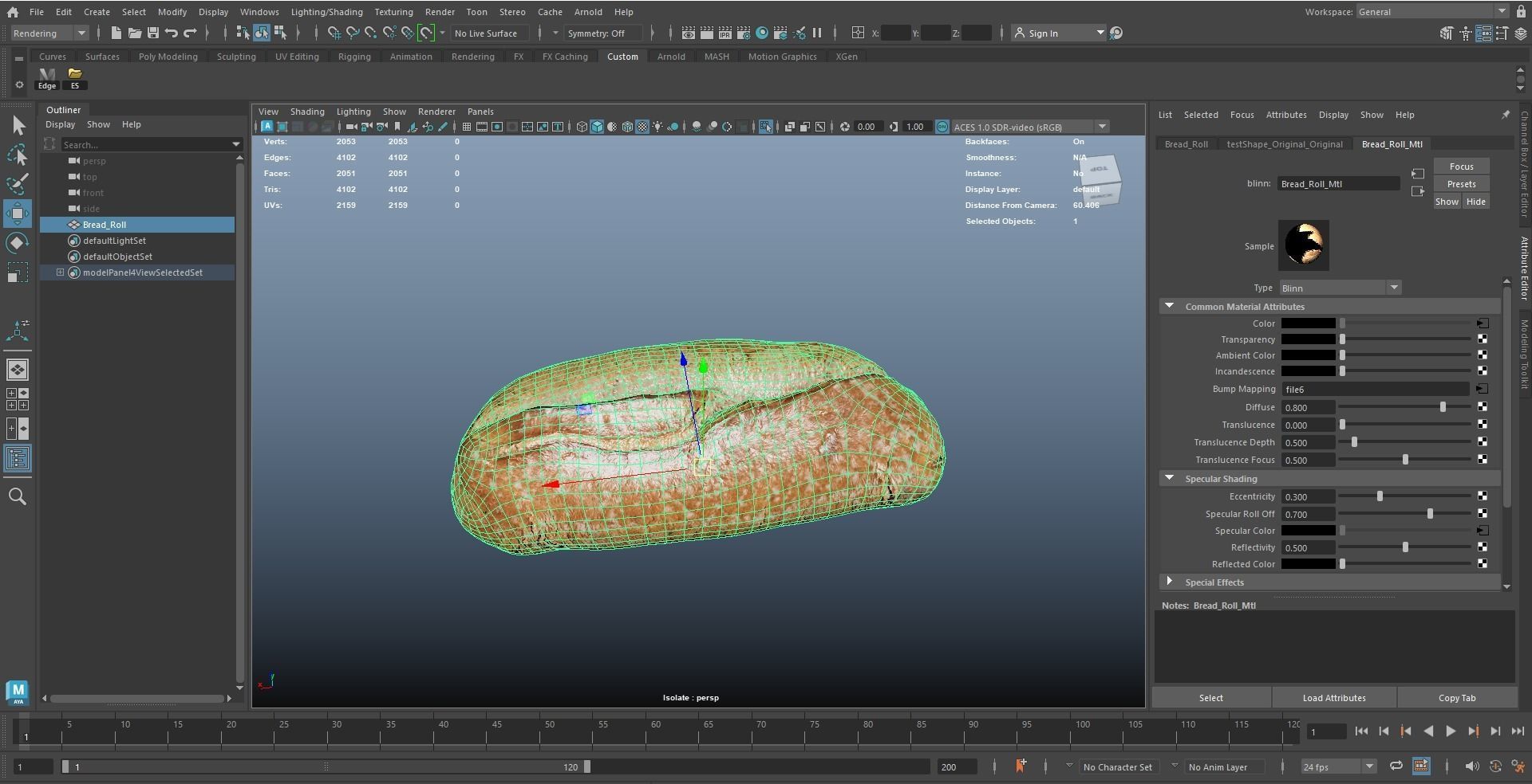 Bread Roll AR VR PBR Lowpoly with game ready 3d Model Low-poly 3D model_17