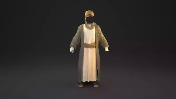 Old arabian man clothes A-Pose 3D model